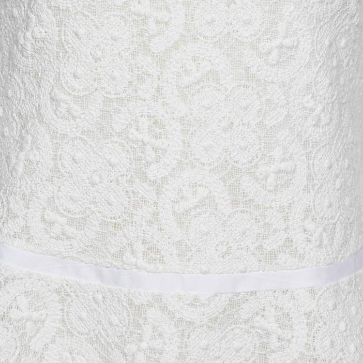 Pre Owned See by Chloe White Crochet Lace Fit & Flare Dress S