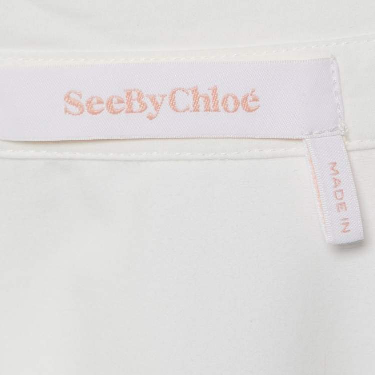 Pre Owned See by Chloe White Cotton Drop Waist Flared Dress S