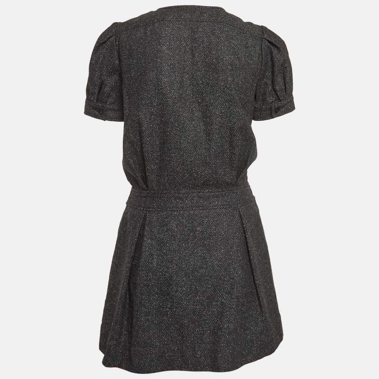 Pre Owned See by Chloe Black Tweed Sheath Mini Dress L