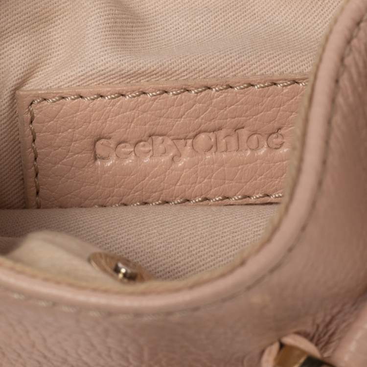 Pre Owned See By Chloe Pale Peach Leather Vicky Crossbody Bag
