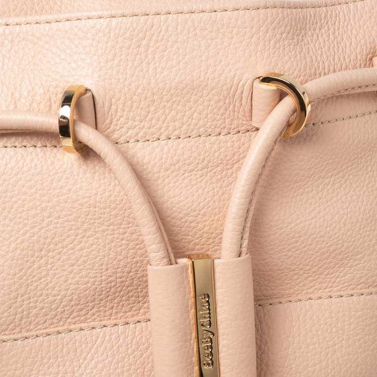 Pre Owned See By Chloe Pale Peach Leather Vicky Crossbody Bag