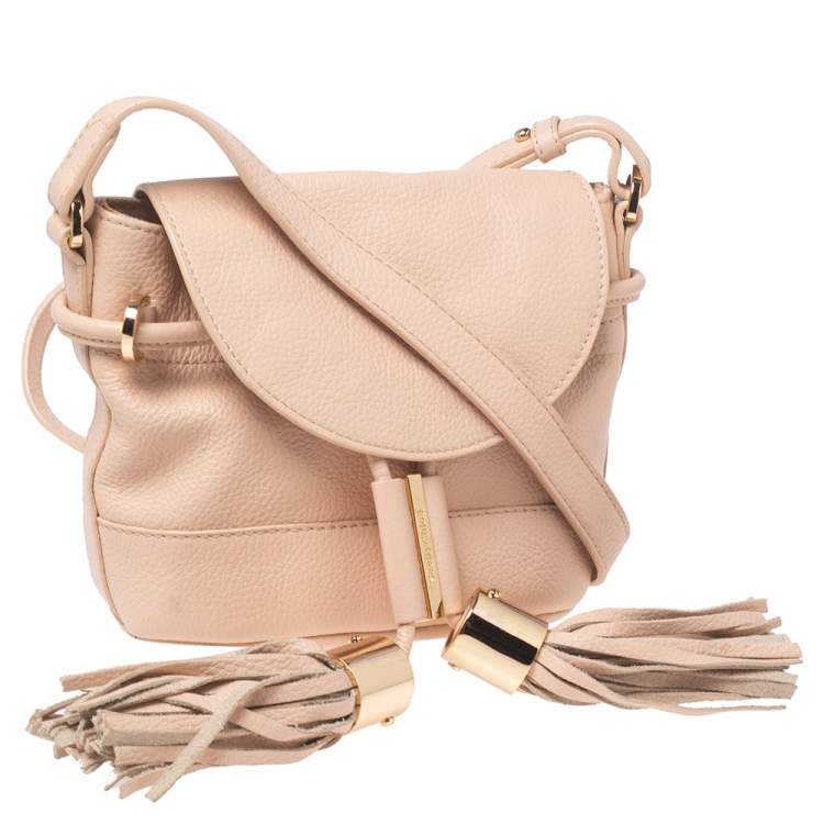 Pre Owned See By Chloe Pale Peach Leather Vicky Crossbody Bag