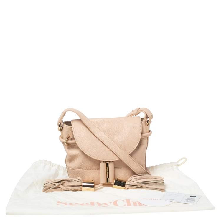 Pre Owned See By Chloe Pale Peach Leather Vicky Crossbody Bag