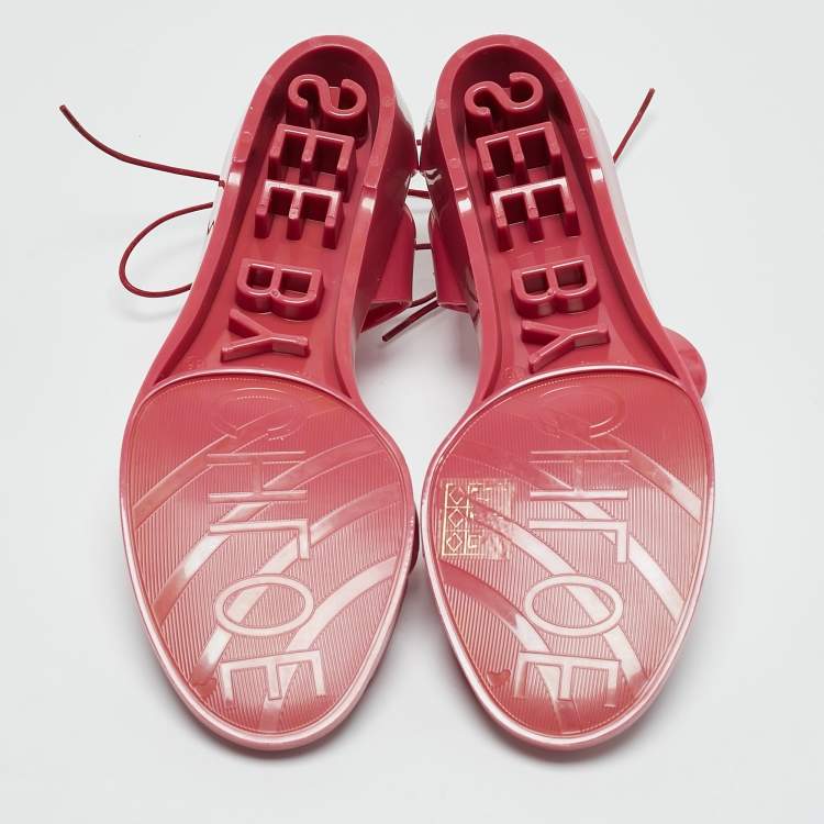 Pre Owned See by Chloe Pink Jelly Flat Sandals Size 36