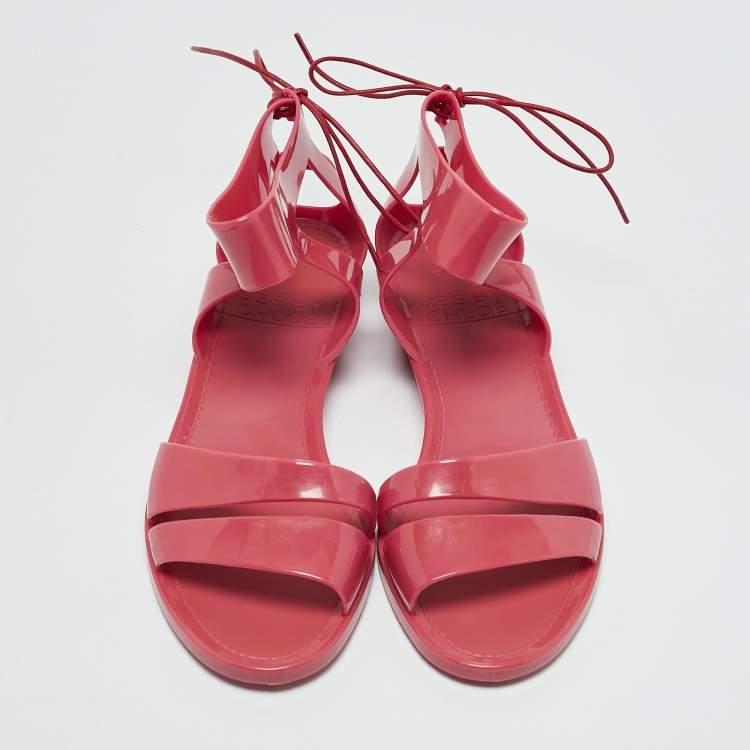 Pre Owned See by Chloe Pink Jelly Flat Sandals Size 36