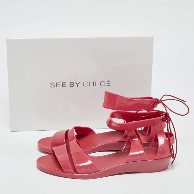 Pre Owned See by Chloe Pink Jelly Flat Sandals Size 36