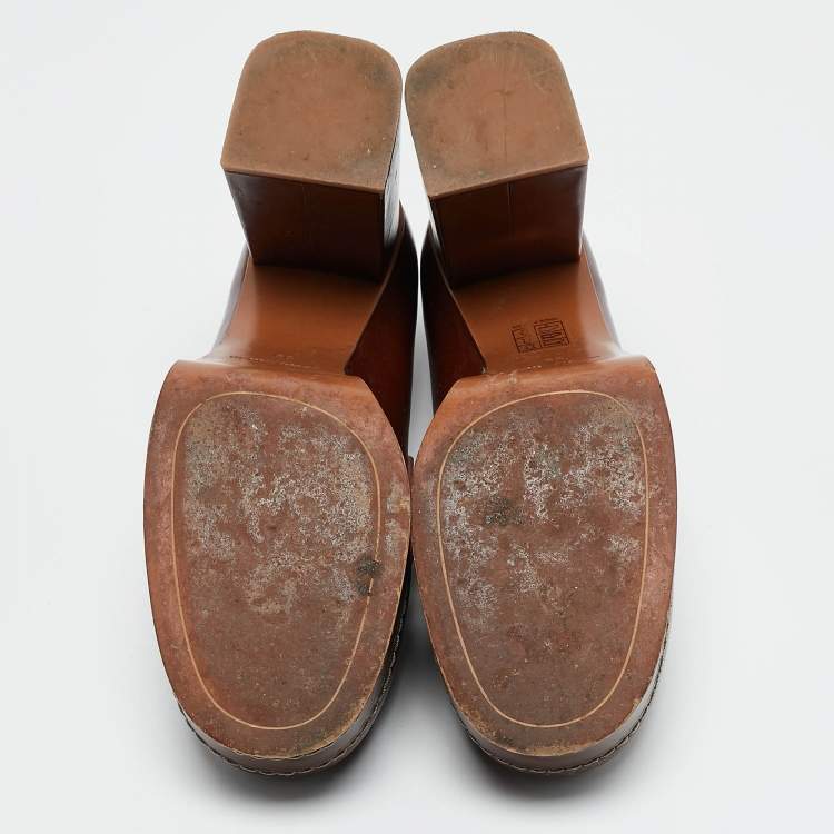 Pre Owned See by Chloe Brown Leather Platform Loafer Pumps Size 39