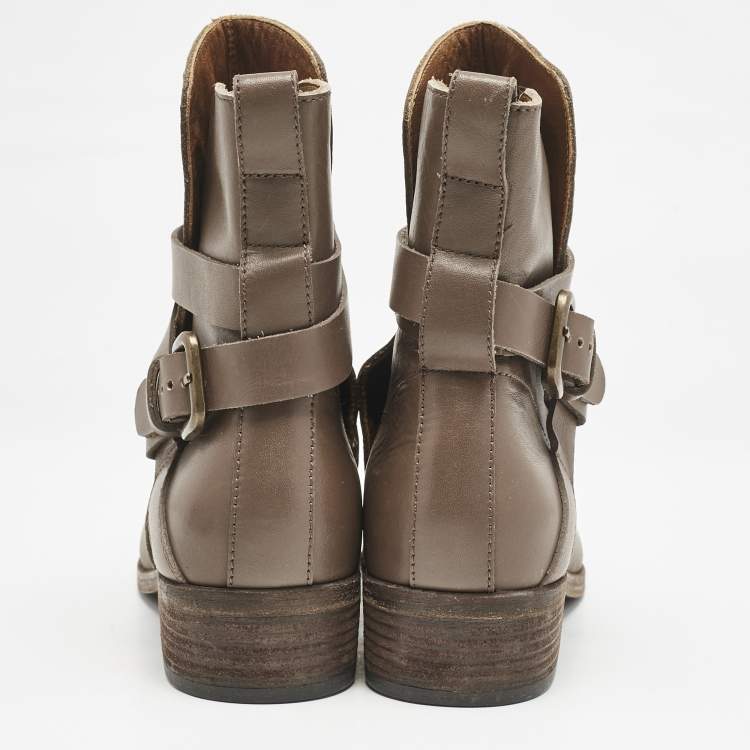 Pre Owned See by Chloe Brown Leather Ankle Length Boots Size 36.5