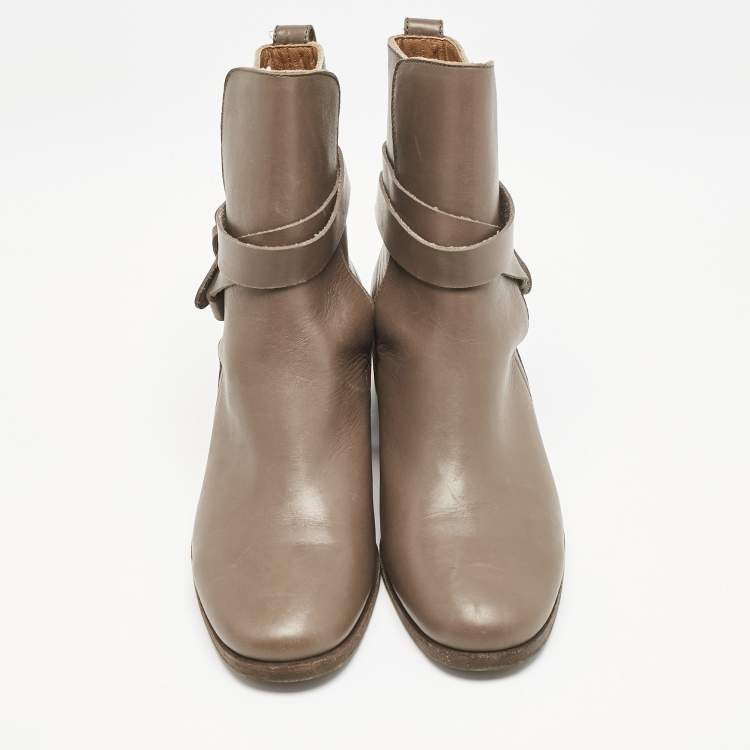 Pre Owned See by Chloe Brown Leather Ankle Length Boots Size 36.5