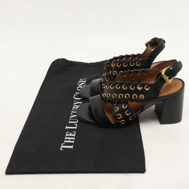 Pre Owned See by Chloe Black Leather Slingback Sandals Size 35.5