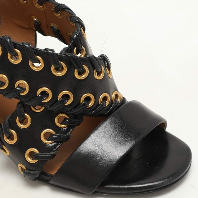 Pre Owned See by Chloe Black Leather Slingback Sandals Size 35.5