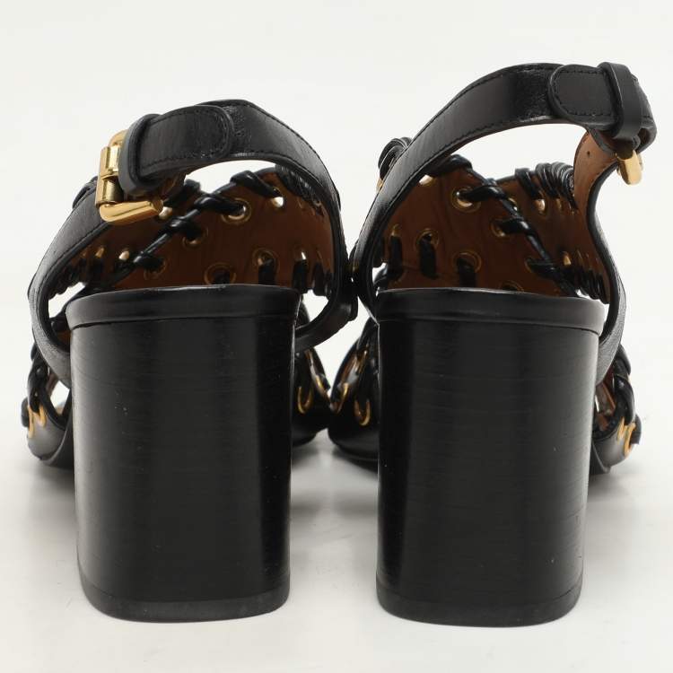 Pre Owned See by Chloe Black Leather Slingback Sandals Size 35.5