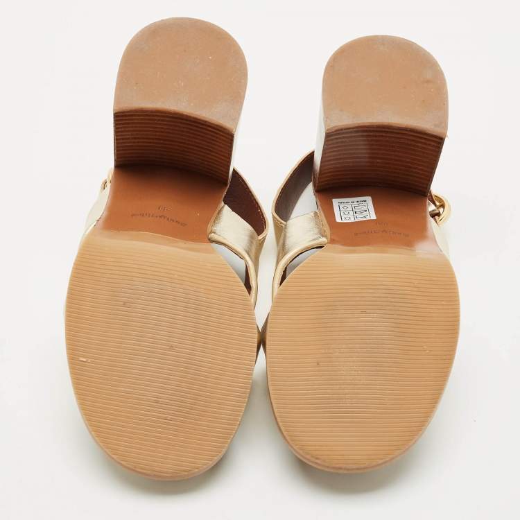 Pre Owned See by Chloe Light Gold Leather Lyna Slingback Sandals Size 41