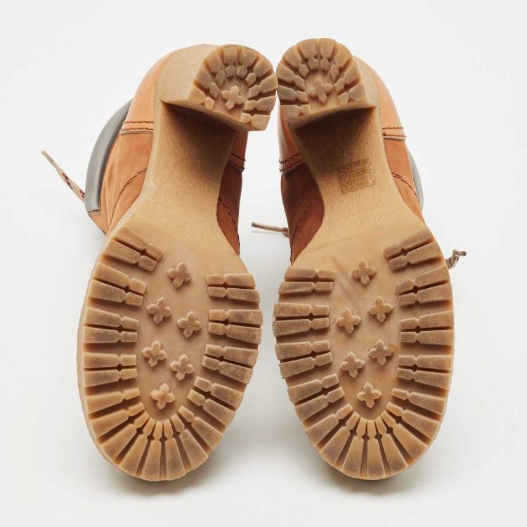 Pre Owned See by Chloe Brown Nubuck and Leather Ankle Boots Size 39