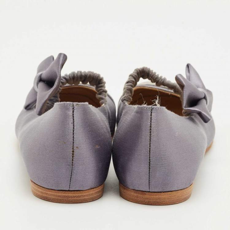 Pre Owned See by Chloe Purple Satin Bow Ballet Flats Size 37