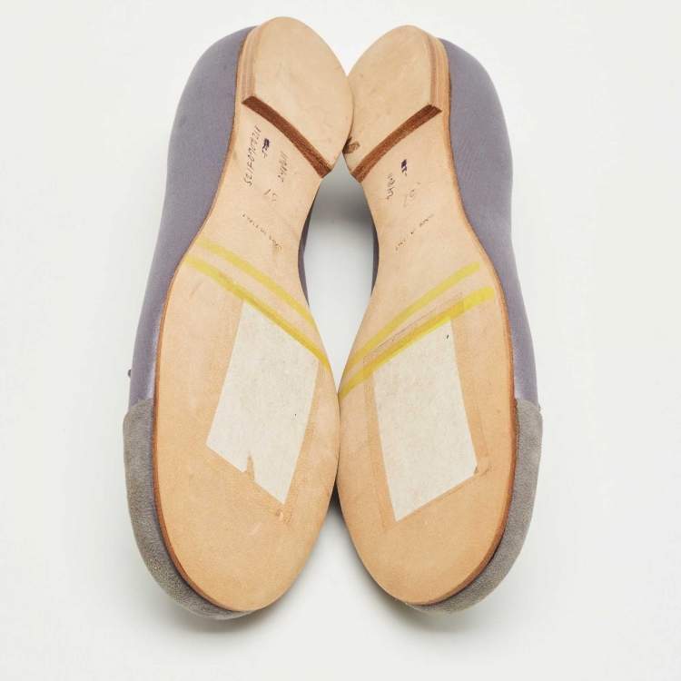 Pre Owned See by Chloe Purple Satin Bow Ballet Flats Size 37