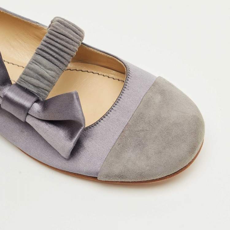 Pre Owned See by Chloe Purple Satin Bow Ballet Flats Size 37