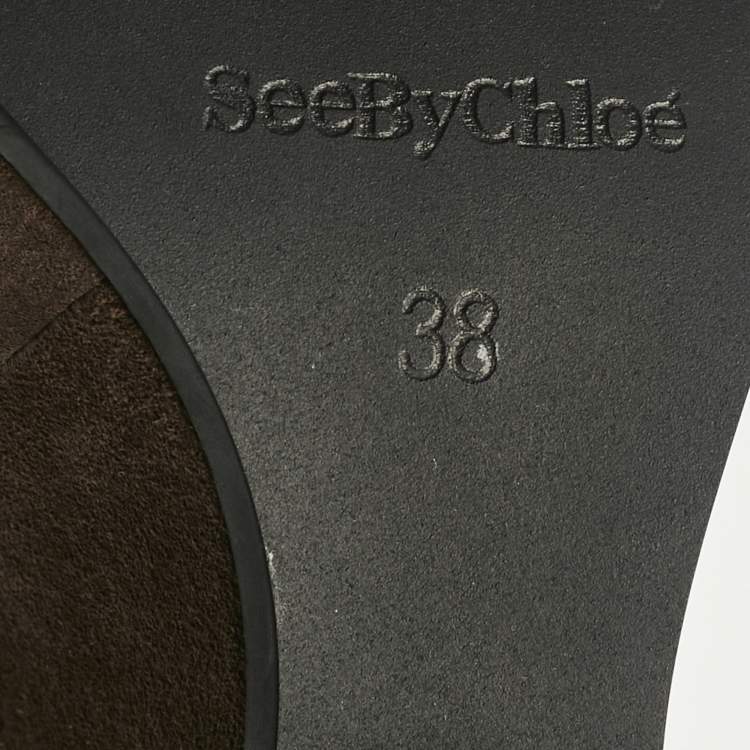 Pre Owned See by Chloé Brown Suede Wedge Sandals Size 38