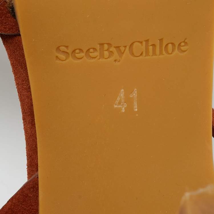 Pre Owned See by Chloe Brown Suede Platform Sandals Size 41