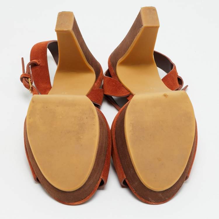 Pre Owned See by Chloe Brown Suede Platform Sandals Size 41
