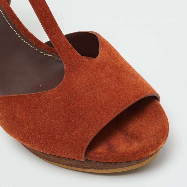 Pre Owned See by Chloe Brown Suede Platform Sandals Size 41