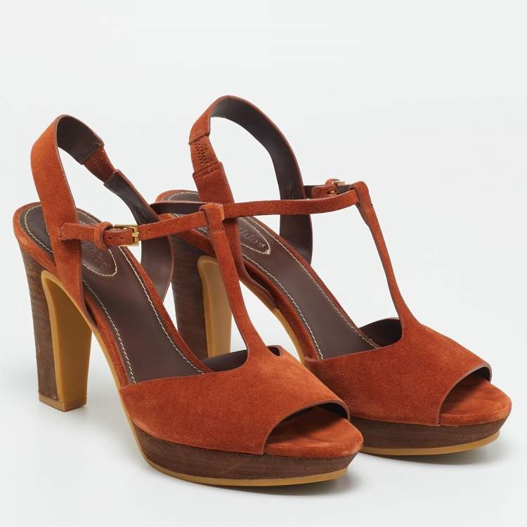 Pre Owned See by Chloe Brown Suede Platform Sandals Size 41