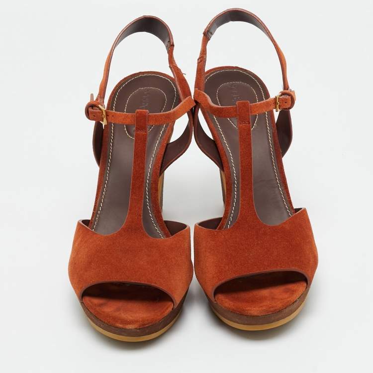Pre Owned See by Chloe Brown Suede Platform Sandals Size 41