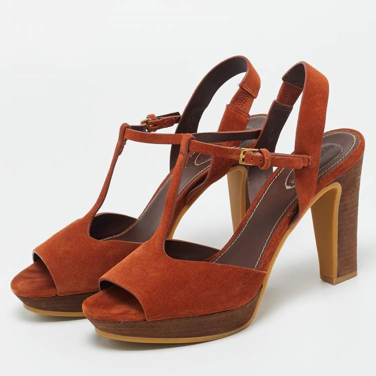 Pre Owned See by Chloe Brown Suede Platform Sandals Size 41