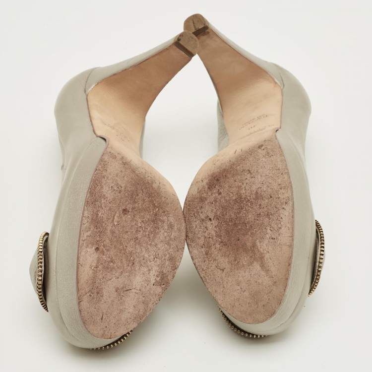 Pre Owned See by Chloé Size 40 Metallic Leather Platform Pumps