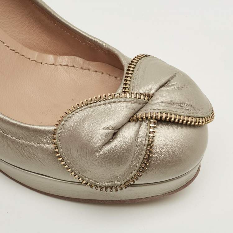 Pre Owned See by Chloé Size 40 Metallic Leather Platform Pumps