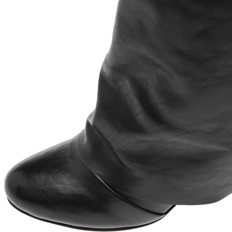 Pre Owned See By Chloe Black Leather Knee Length Boots Size 37