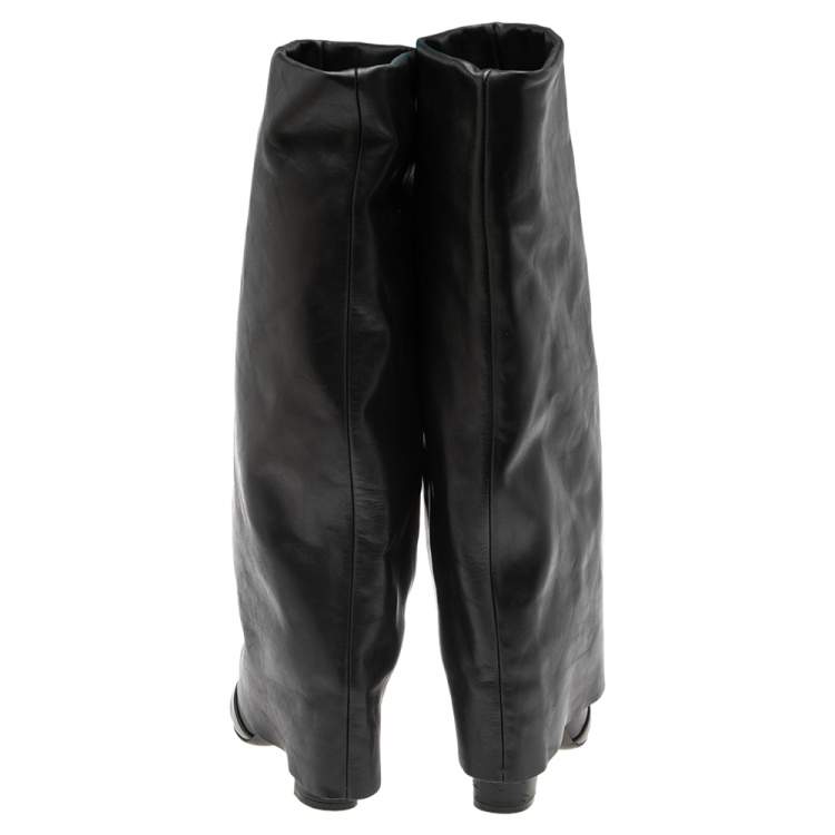 Pre Owned See By Chloe Black Leather Knee Length Boots Size 37