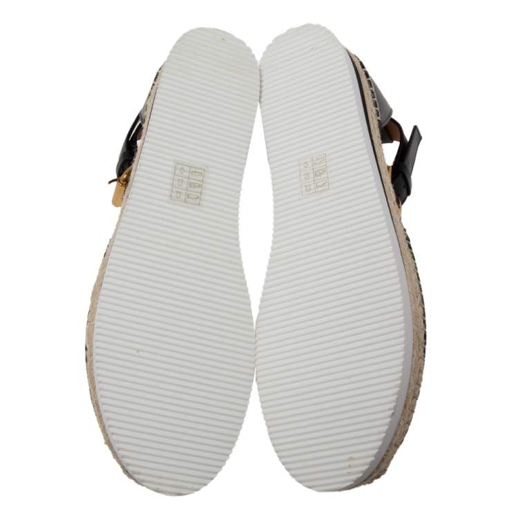 Pre Owned See by Chloe Black Leather Espadrille Sandals Size 39