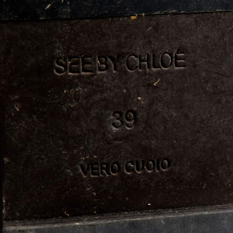 Pre Owned See By Chloe Grey Leather Mid-Calf Boots Size 39