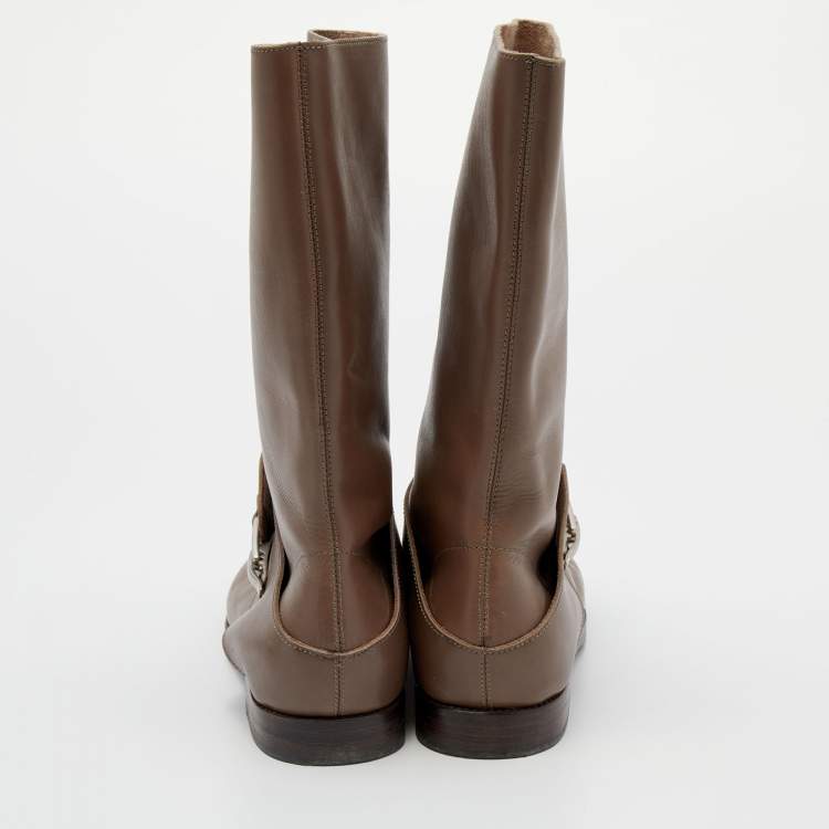 Pre Owned See By Chloe Grey Leather Mid-Calf Boots Size 39