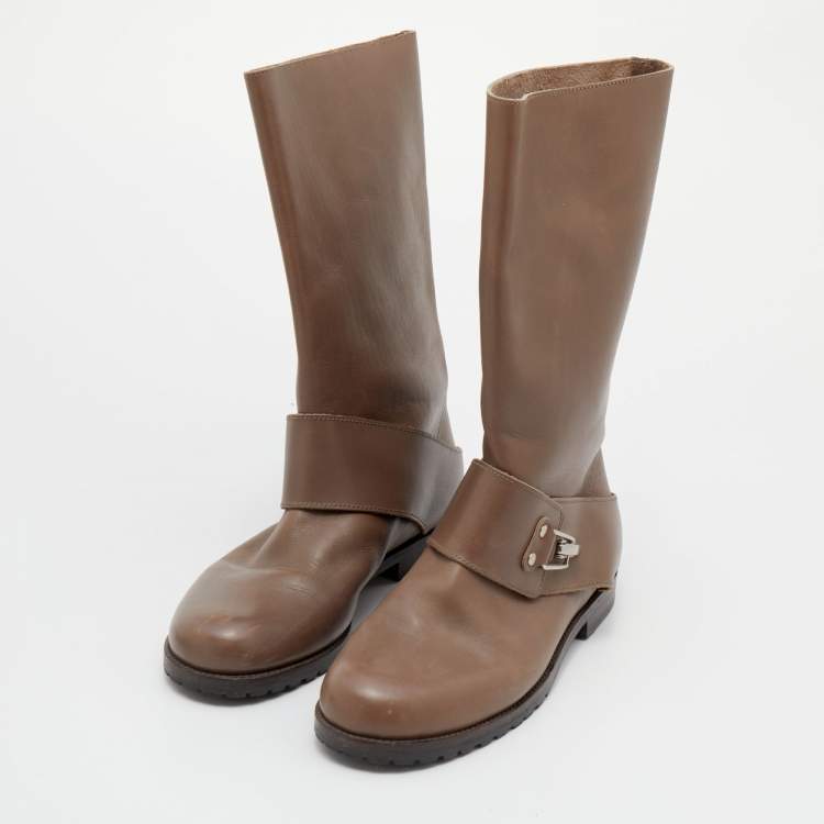 Pre Owned See By Chloe Grey Leather Mid-Calf Boots Size 39