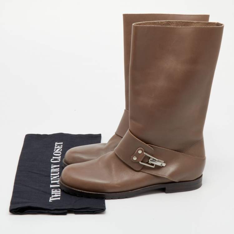 Pre Owned See By Chloe Grey Leather Mid-Calf Boots Size 39