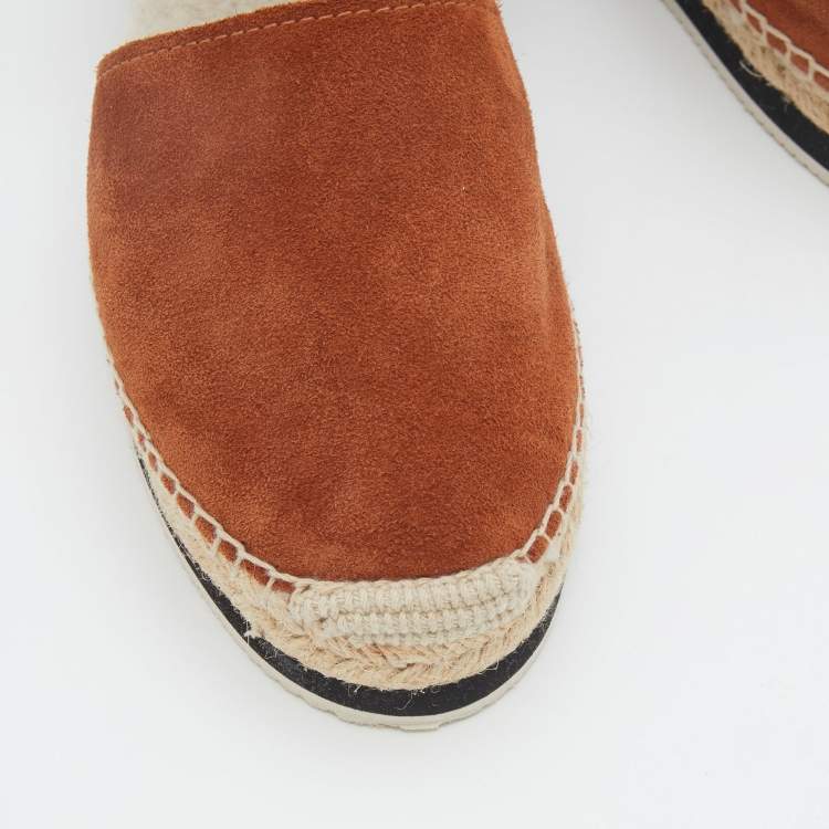 Pre Owned See by Chloe Brown Suede and Leather Gyln Espadrille Sandals Size 36