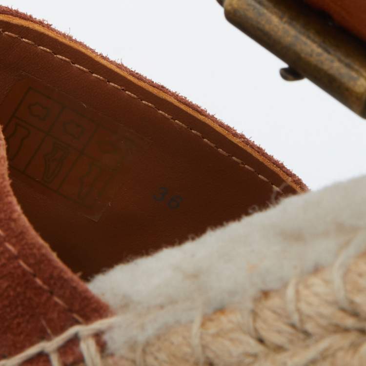 Pre Owned See by Chloe Brown Suede and Leather Gyln Espadrille Sandals Size 36