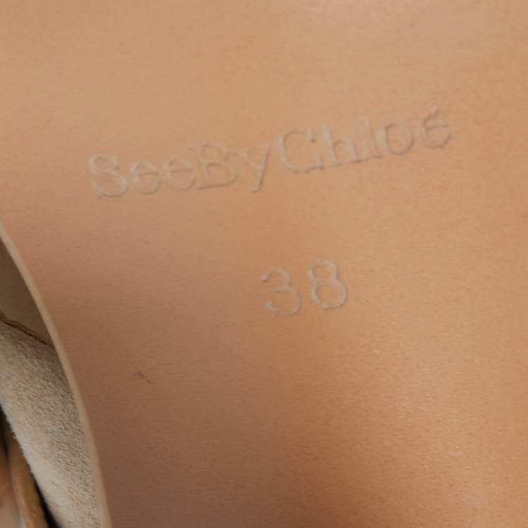 Pre Owned See by Chloe Beige/Brown Suede and Leather Strap Sandals  Size 38