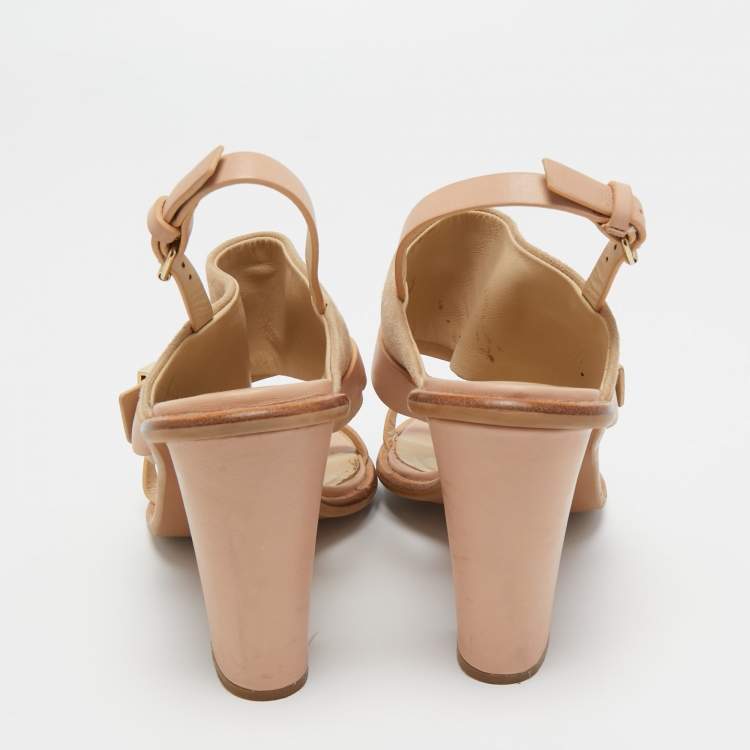 Pre Owned See by Chloe Beige/Brown Suede and Leather Strap Sandals  Size 38