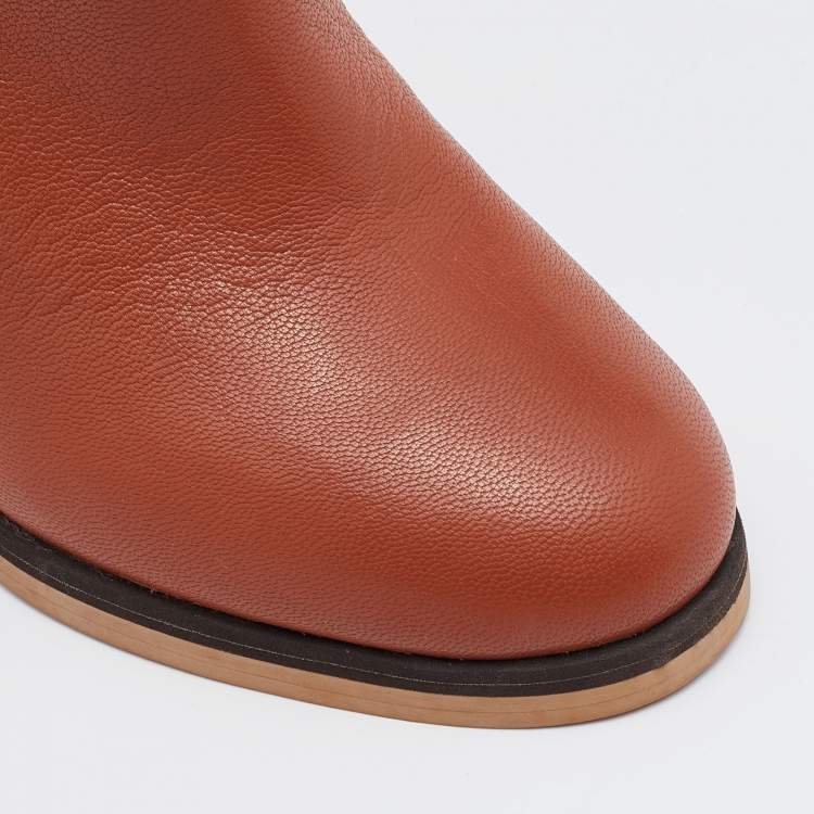 Pre Owned See By Chloe Brown Leather Ankle Length Boots Size 37.5