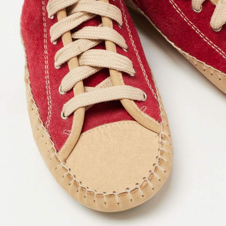 Pre Owned See by Chloé Red Suede High Top Sneakers Size 35