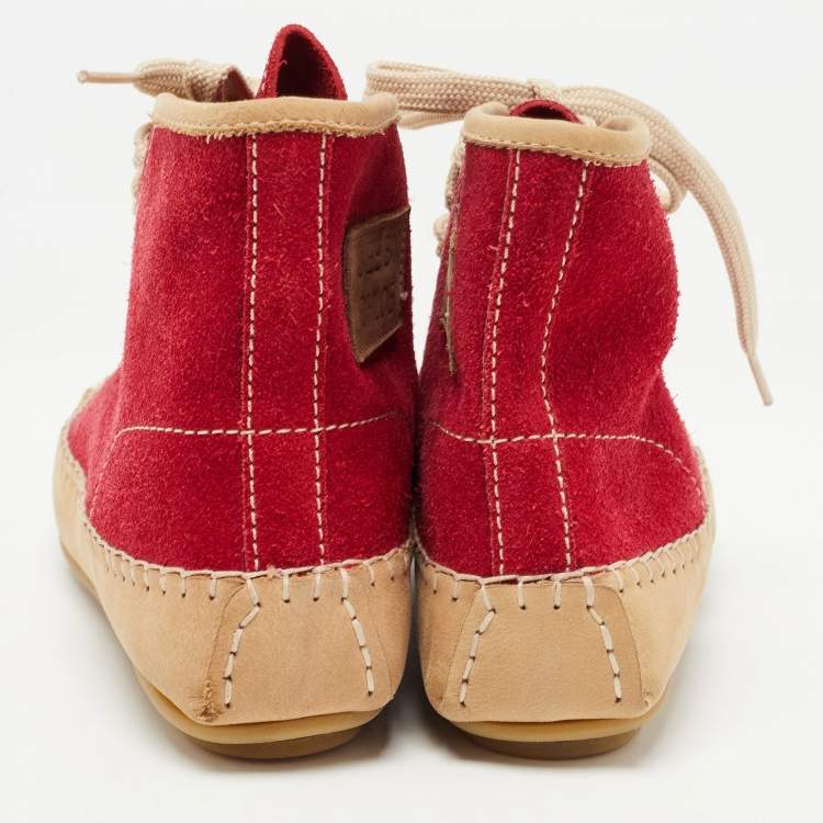 Pre Owned See by Chloé Red Suede High Top Sneakers Size 35