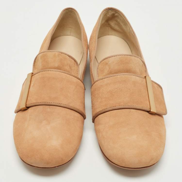 Pre Owned See by Chloe Beige Suede Slip On Loafers Size 39