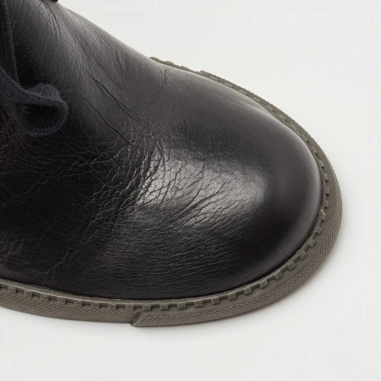 Pre Owned See by Chloe Black Leather Wedge Ankle Boots Size 41