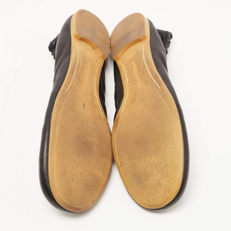 Pre Owned See by Chloe Black Leather Scrunch Ballet Flats Size 36