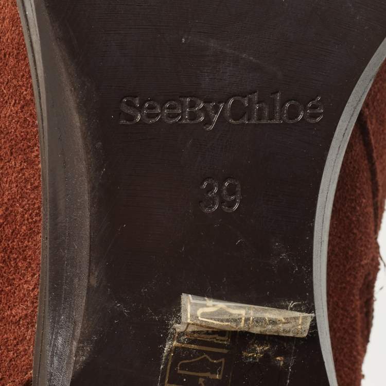 Pre Owned See by Chloe Brown Suede  Annylee Ankle Boots Size 39