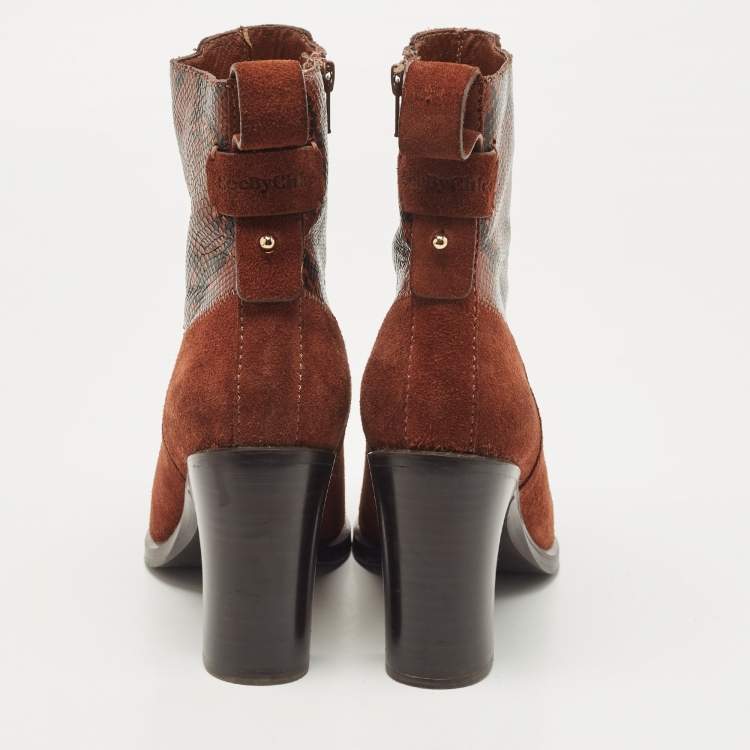 Pre Owned See by Chloe Brown Suede  Annylee Ankle Boots Size 39