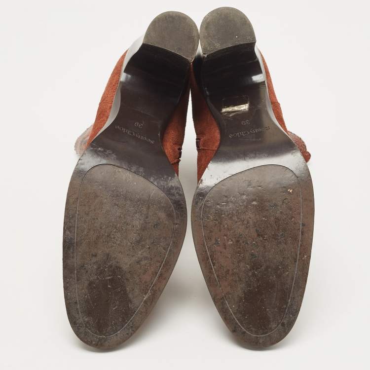Pre Owned See by Chloe Brown Suede  Annylee Ankle Boots Size 39